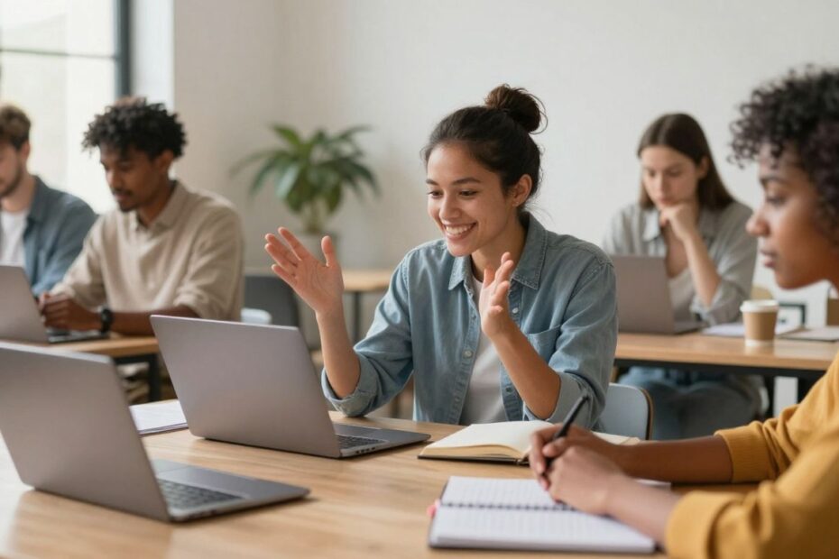 People learning and teaching online for freelance education jobs.