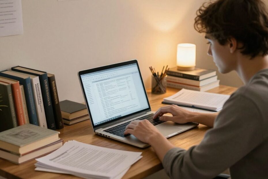 Person studying IT online for a PhD.